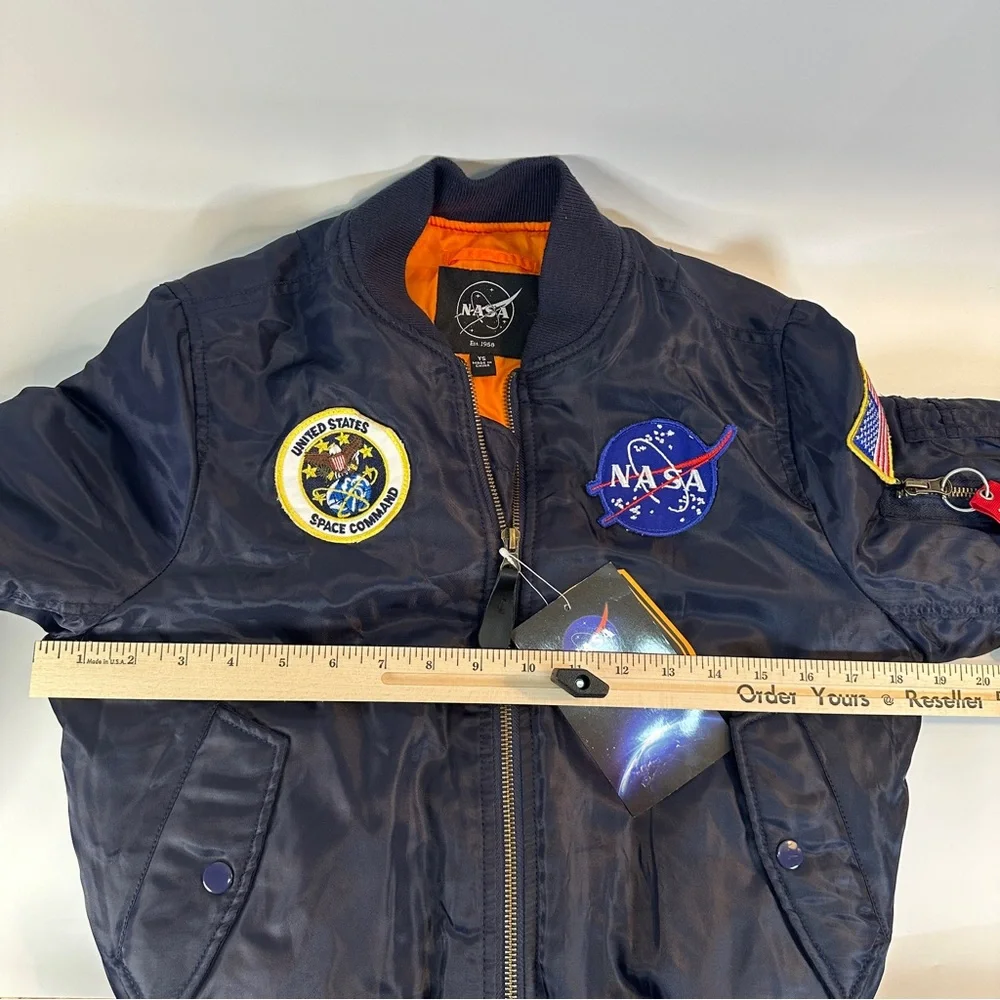 NWT NASA MA-1 Flight Jacket Bravo Series by Burks Bay Navy Bomber Unisex Youth S